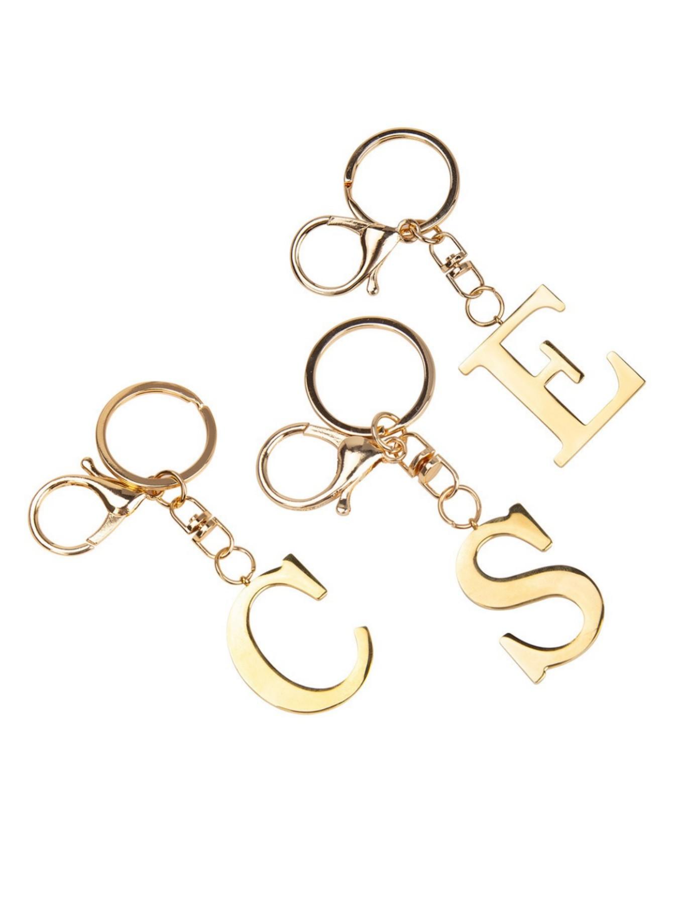 Stainless Steel Letter Keychain, Key Ring, Luggage Tag, Badge Gift, Women's Bag Charm, 1pcs, Elegant Accessory