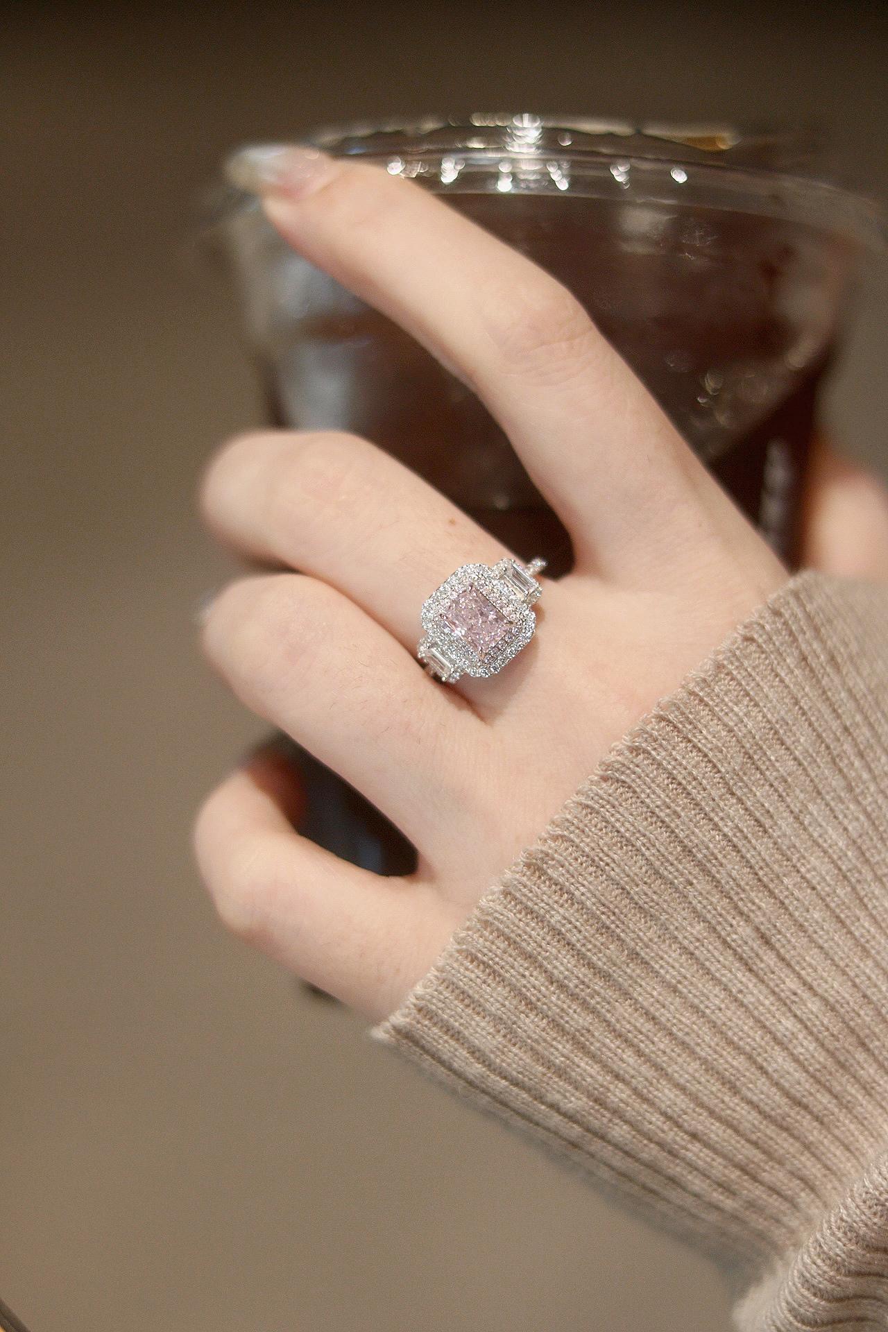 【#323 Princess Aurora】Double-halo 2Carat Synthetic Moissanite/CZ Ring in 925 Sterling Silver For Women