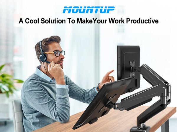 MOUNTUP 17"-32’’ Dual Monitor Mount for  Monitors, Holds 4.4-17.6 lbs, Full Motion Computer Monitor Stand