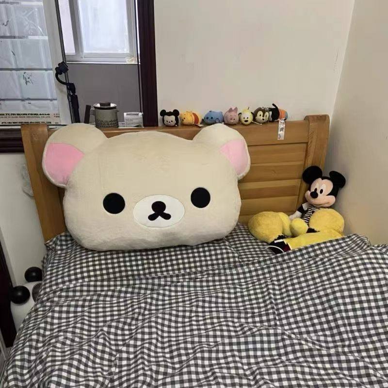 Rilakkuma Plush Pillow Soft Stuffed Bear Cushion Cute Cartoon Throw Pillow Home Bedroom Sofa Decor Comfort Sleeping Doll Gift