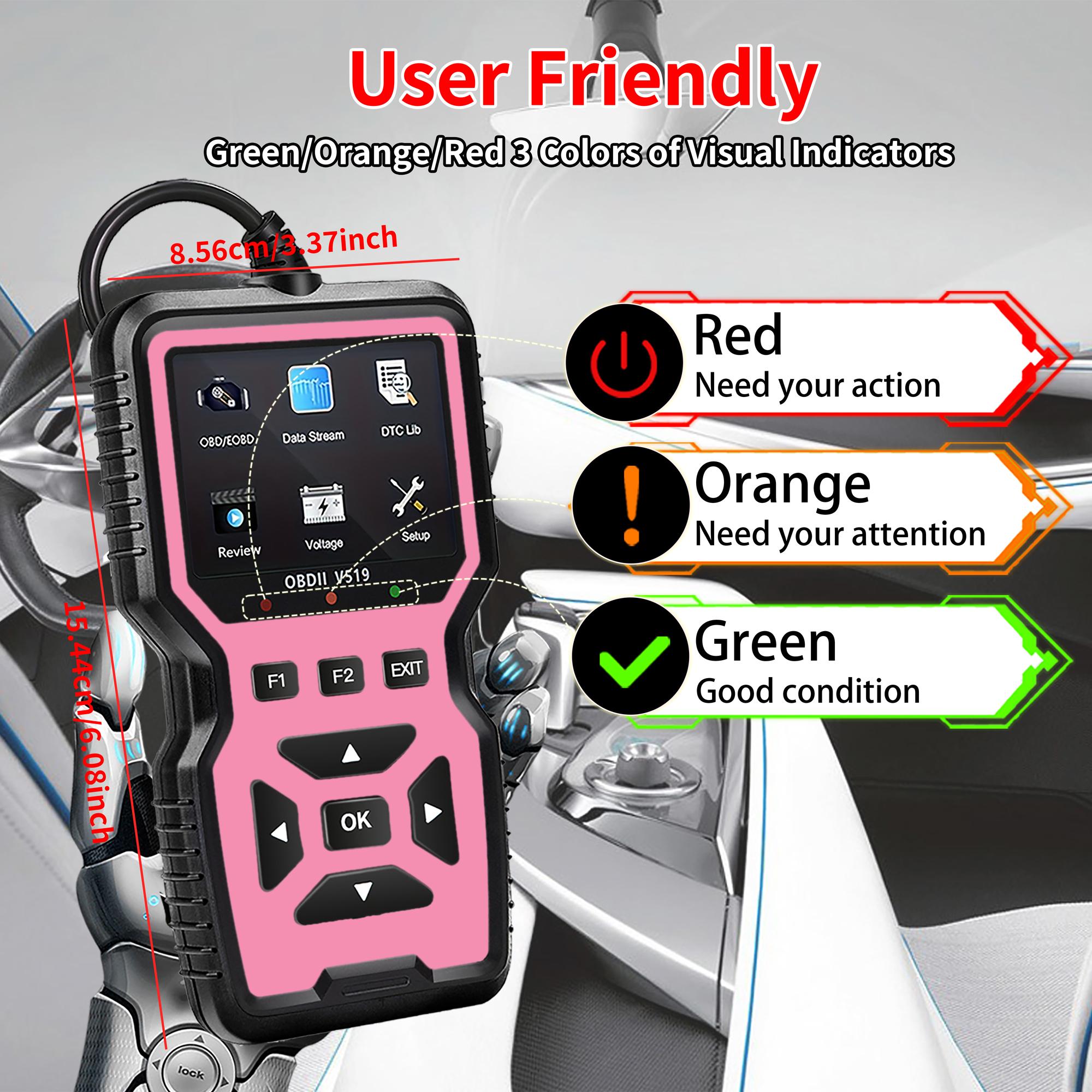 Latest Obd2 Scanner Fault Code Reader & Eraser, Car Engine Diagnostic Tool, Automotive Scan Tool, Real-Time Data Flow, I/m Ready Status, Reset Function
