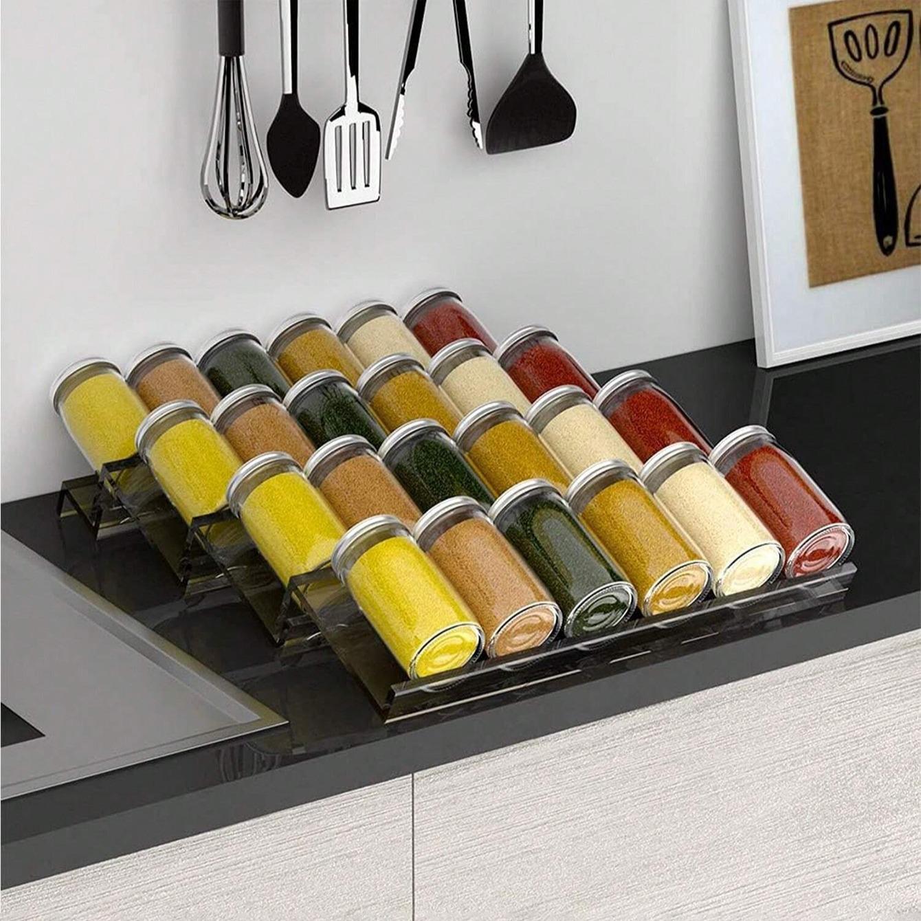Four-Layer Acrylic Kitchen Spice and Condiment Storage Rack, Drawer Organizer and Holder, Women's Makeup Cabinet and Drawers Stand