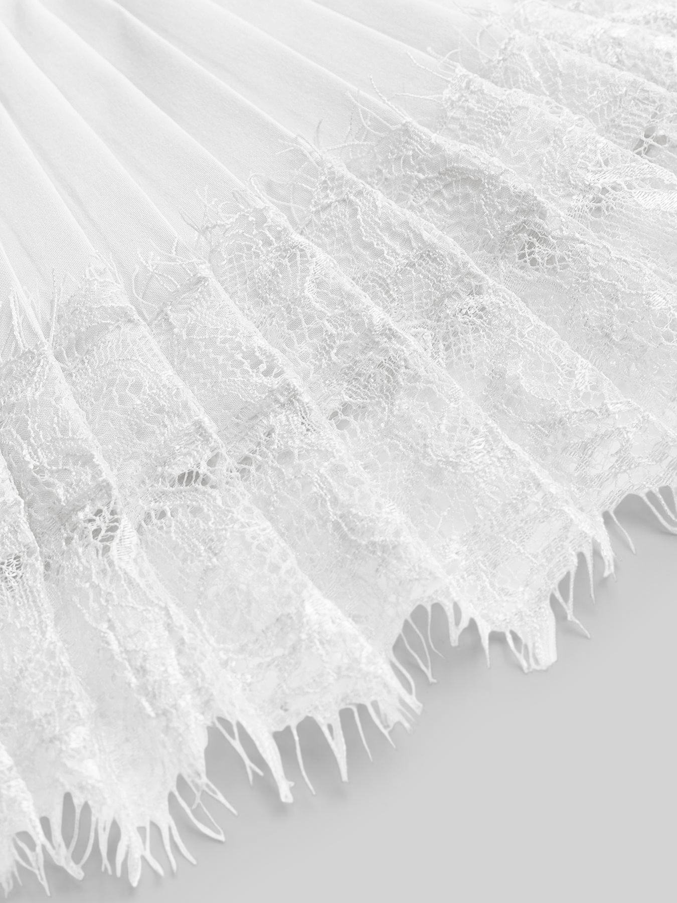 1 piece Women's Lace Patchwork Ruffle Short Skirt, Elegant Sweet Style, Long Leg Look, Perfect for Casual & Party Wear