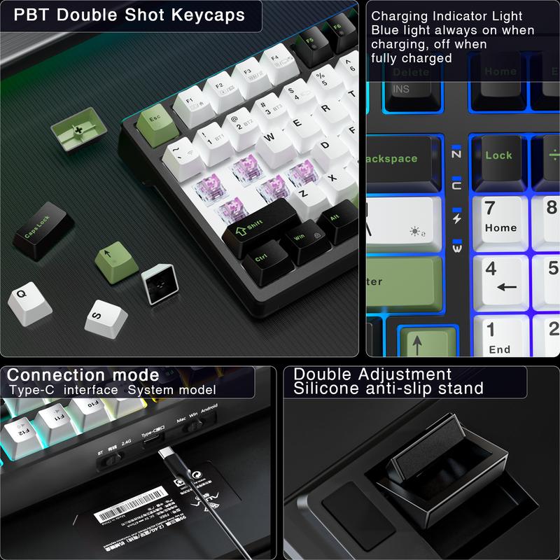 AULA F98X Wireless Full Size Mechanical Gaming Keyboard, Magnetic Switch, RGB Backlit, Tri-Mode BT5.0/2.4GHz/USB-C, Gasket Hot Swappable, Bluetooth office computer keyboard  boyfriend gift game keyboard computer accessories TikTokShopfalldealsforyou