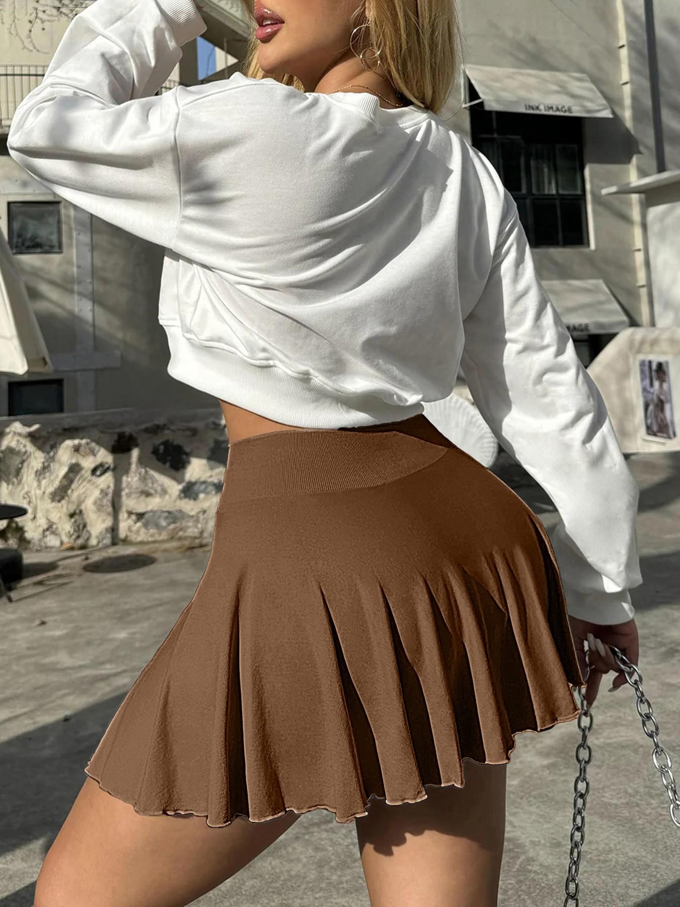 High Waist Sporty A-Line Skirt, Seamless Design, High Elasticity Quick-Dry Fabric, Pocket & Anti-Slip Belt, Perfect Fit