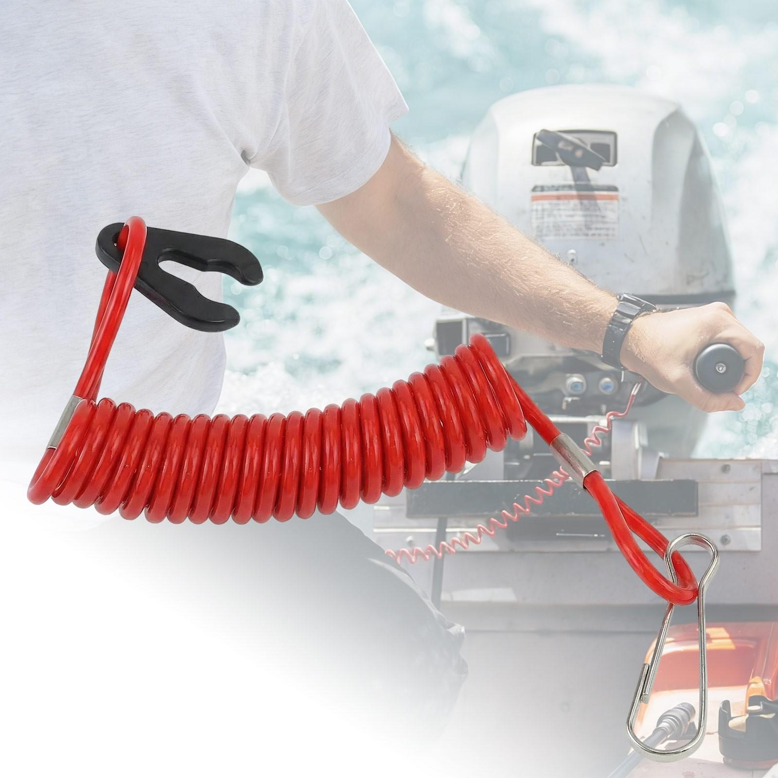 Outboard Replacement Engine Stop Lanyard, Boat Engine Safety Kill Stop, Emergency Ignition Stop for Watercraft Outboard Motors, Boat Key Lanyard Rope Clip