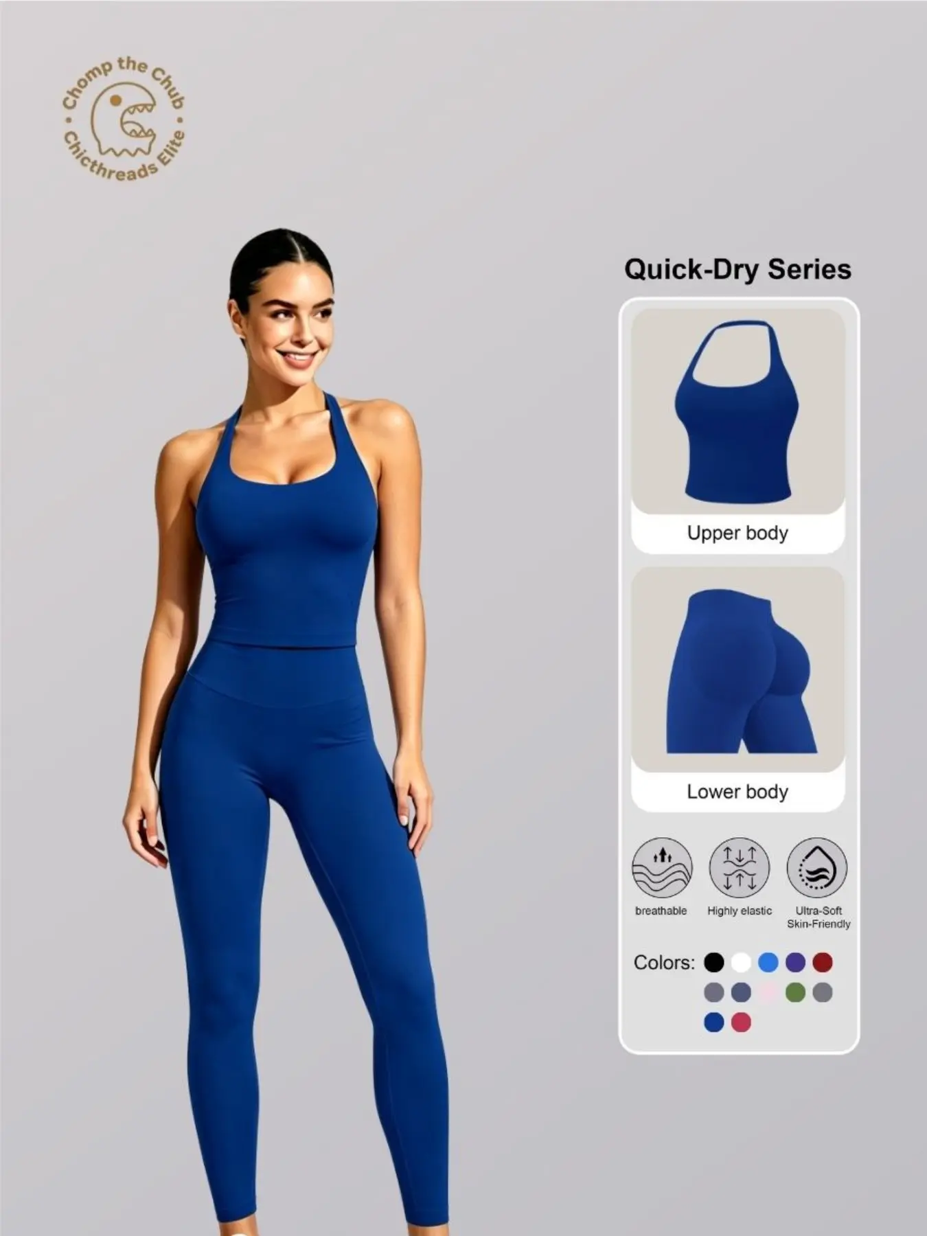 Halter Neck Backless Yoga Set - 12+ Colors, Exercise Clothing, Seamless 2-Piece Workout Outfit with Butt Lifting Leggings, Buttery Soft & Squat-Proof for Gym, Yoga & Everyday Wear