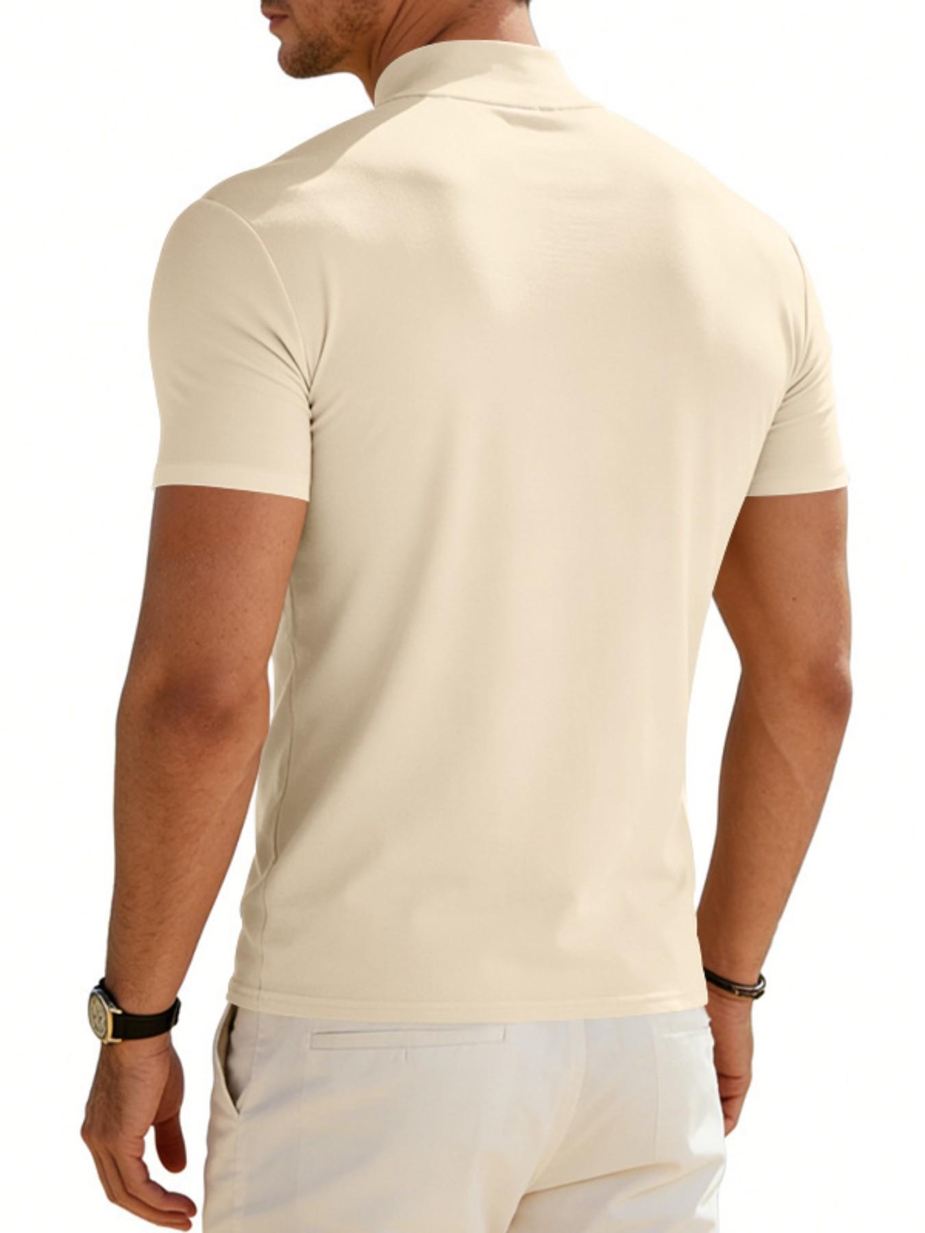 Men's Summer Solid Color Short Sleeve Fashion Tee, High Neck Slim Fit T-Shirt for Gym Casual Wear, Multiple Colors Available(It is recommended to check the size chart when placing an order) Men's Summer Solid Color Short Sleeve Fashion Tee, High Neck Slim Fit T-Shirt for Gym Casual Wear, Multiple Colors Available(It is recommended to check the size chart when placing an order)