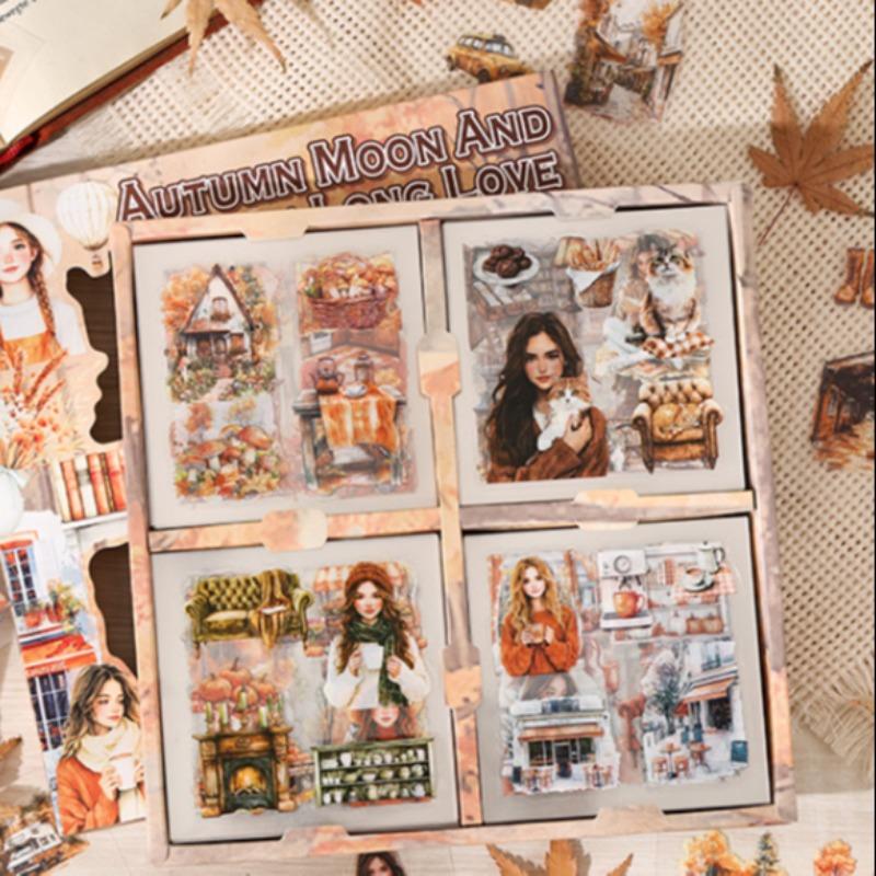 Vintage Girl Pattern Sticker, 100pcs/box Waterproof Self Adhesive Decor Paper, Decor Sticker for Gift Greeting Card Water Bottle Laptop Phone, Screen Protector