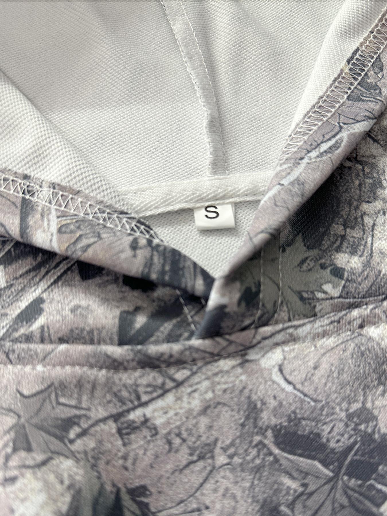 Women's Casual Fall Winter Hoodie Set, Long Sleeve, Camouflage Print, Elastic Waist Pants, Loose Fit, Thick Fabric, Daily Wear