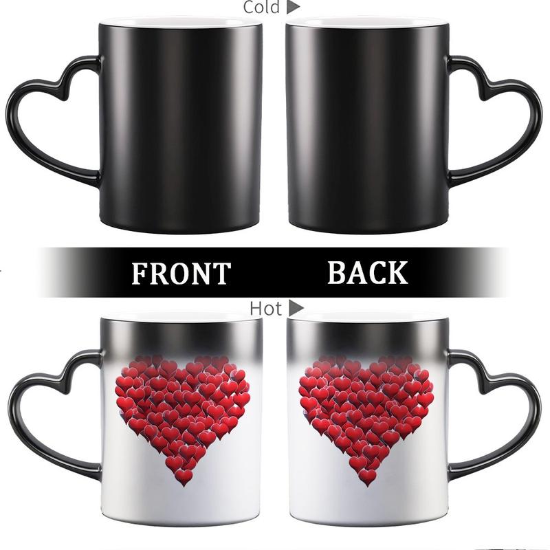 1pc Red Hearts Design Magical Color Changing Mug with Heart-Shaped Handle, 11oz Unique Heart Design, Perfect for Birthdays, Mother'S Day, Valentine'S Day