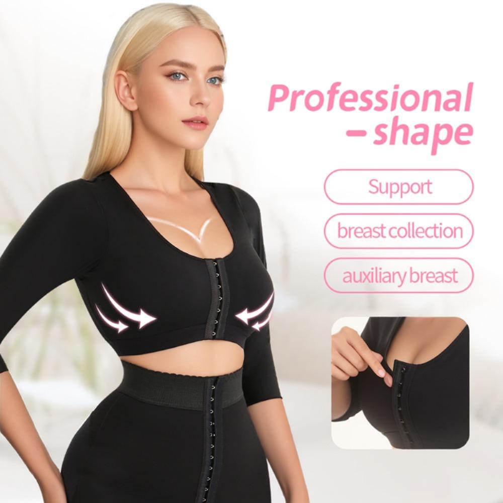 Women's Front Opening Shaping Bra Set Upper Arm Shaping Training Top Compression Sleeve Top Tummy Control Breast Arm Sculpting Body Shaper