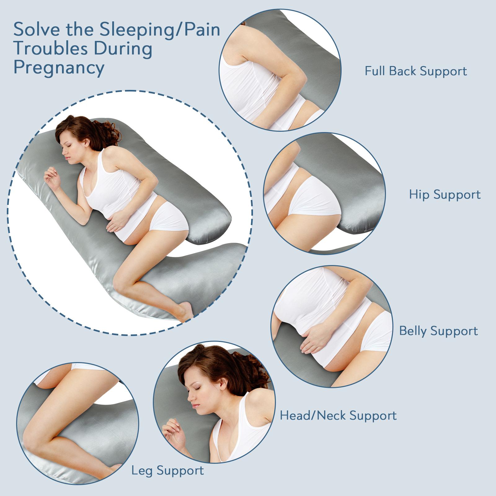 Cooling Satin Pregnancy Pillow with Removable Silky Luxurious Cover, 60 Inch Cozy J-Shape Full Body Maternity Pillows Nursing Pillow Gifts for Pregnant Women Side Sleepers Sleeping Abdominal Lumbar Neck Back Leg Support, Solid Grey #TiktokShopSpringGlowUp Cooling Satin Pregnancy Pillow with Removable Silky Luxurious Cover, 60 Inch Cozy J-Shape Full Body Maternity Pillows Nursing Pillow Gifts for Pregnant Women Side Sleepers Sleeping Abdominal Lumbar Neck Back Leg Support, Solid Grey #TiktokShopSpringGlowUp