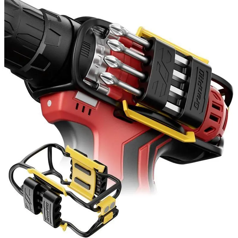 Magnetic Bit Holder for Cordless Drills & Screwdrivers, 8 Bits Included, Left-Right Mountable, Belt Clip Compatible, Multiple Styles Available, Left/Right Mount