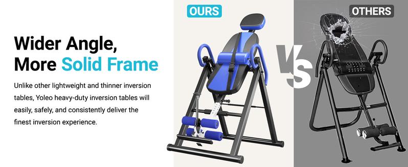 YOLEO Gravity Heavy Duty Inversion Table for Pain Relief Therapy with Headrest & Adjustable Protective Belt Back Stretcher Machine