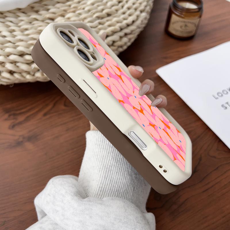 Softcase for iPhone11/12/13/14/15/16/17/promax/x/xs/xr/xsmax CaseRetro Pink Floral Anti-Fall Shockproof Protective Slim Cover