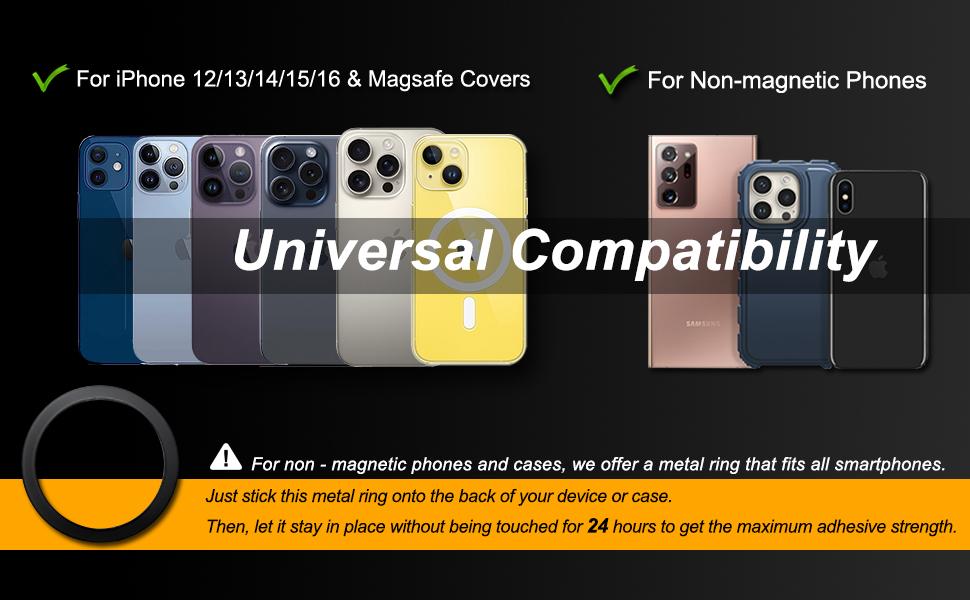 Magnetic Car Phone Holder Compatible with Magsafe, 360 Rotatable Vacuum Suction Cup Car Mount Dashboard, Magnet Cell Phone Holders for Your Car Fit for iPhone 16 Pro Max 16 Pro 16 15 14 13 12 | Any Smarphones