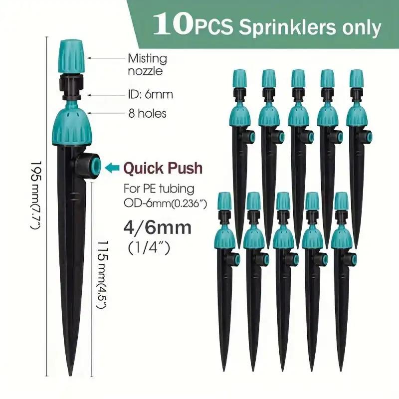 New 66ft-16ft Drip Irrigation Sprinkler Set, Garden Automatic Watering System, Pe Soft Tube Adjustable Mist Spray Nozzle Kit