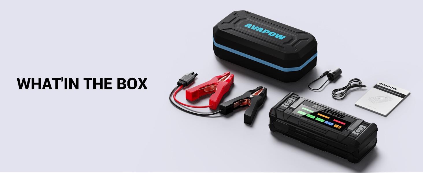AVAPOW 8000A Jumper Starter (for All Gas & Up to All Diesel Engines) Portable with 4″ HD Display PD 30W Dual-Way Fast Charging, 12V Car Starter Jump Box & Battery Booster