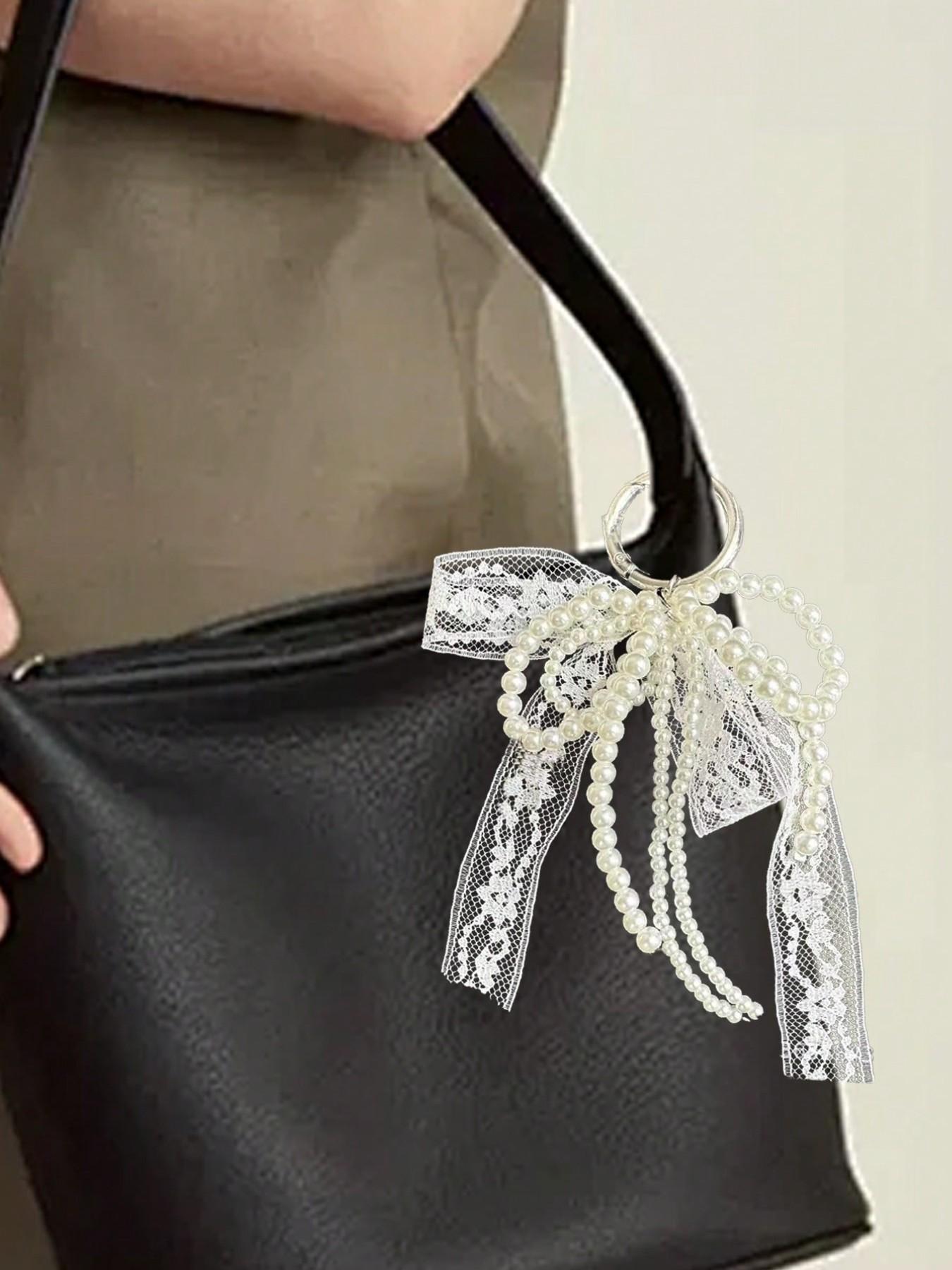 Y2K Cute Minimalist Fashion Beaded Pearl Bow, Multi-Functional DIY Keychain/purse Charm Set, Ideal Gift for Couples, Women, Girls, Friends