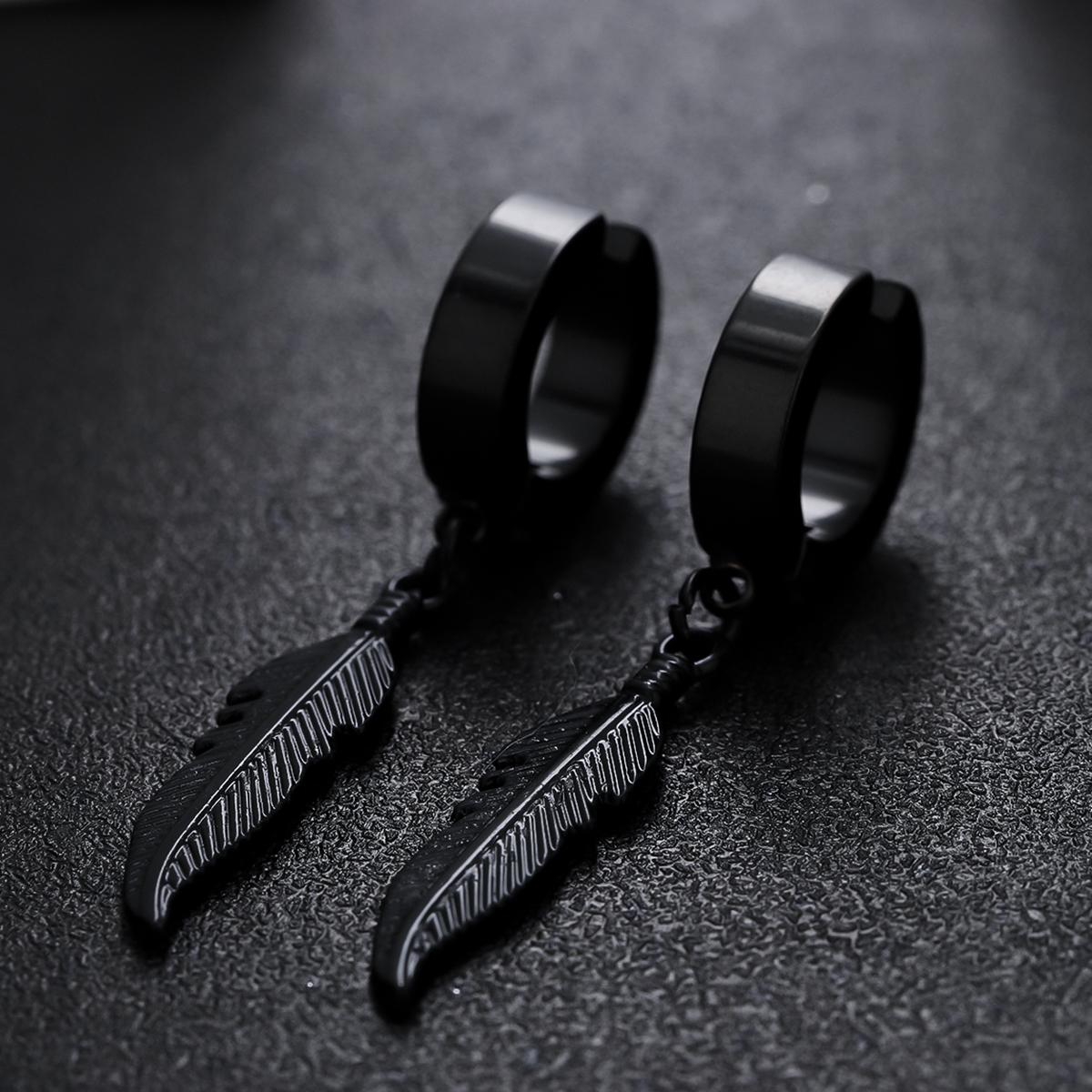 Punk Style Feather Design Dangle Earrings, 1 Count/ 1 Pair Fashionable Dangle Earrings for Men & Women for Party, Daily Decor, Trendy All-match Goth Jewelry for Birthday Gift