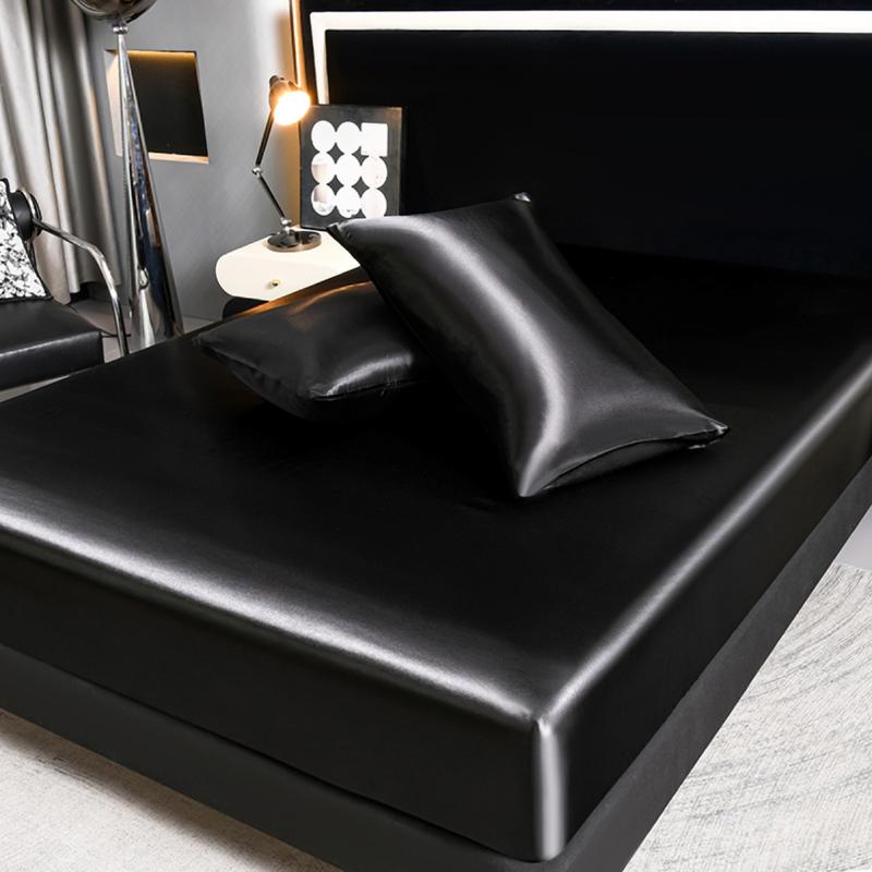 2/3Pcs Silky Satin Bed Sheet Set, Satin Bed Sheets, Dustproof Mattress Protector, Soft and Comfortable Fitted Sheet, Skin-Friendly & Breathable, Smooth Mattress Cover, Silk-Like Bedding for Bedroom/Dorm/Hotel, Multiple Sizes Available