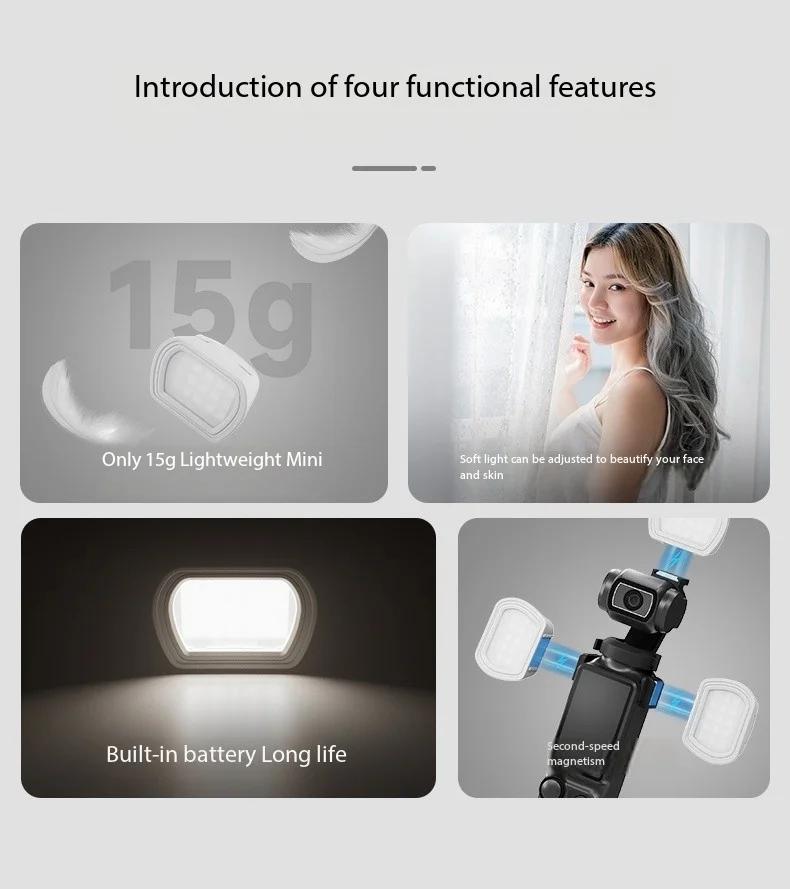 Neewer M21 Magnetic Light for Dji Pocket 3, Portable Quick-Release Mini Light, Vlogging Gear, Camera Accessory, Sports Camera Flashlight