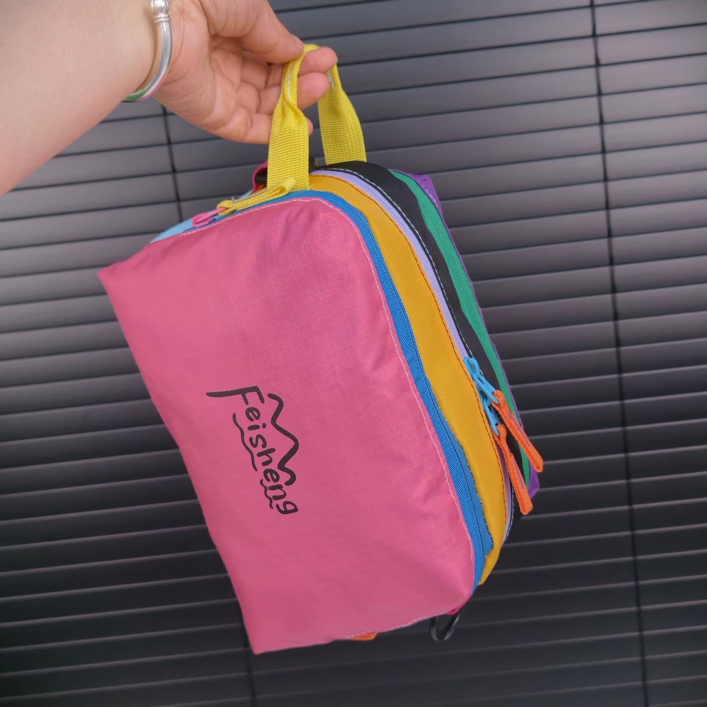 Dopamine Storage Bag, Multi-Layer Partition Crossbody Bag, Travel Makeup Organizer, Colorful Shoulder Bag, All-In-One Essentials Pack