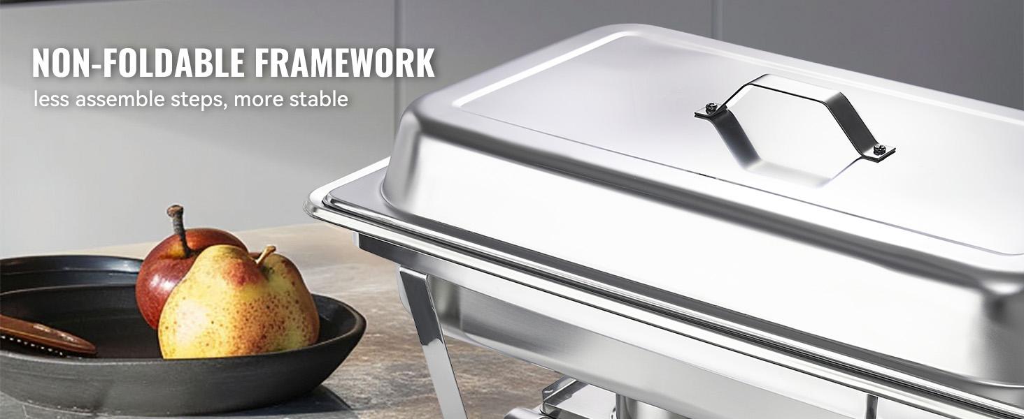 Kerilyn 4 Packs 9QT Chafing Dishes for Buffet Set, Rectangular Stainless Steel Food Warmer Sets with Lids, Food Pans, Water Pan and Fuel Holders for Restaurant Catering Parties Weddings Serving Food Warmer & Chafers Servers Sets