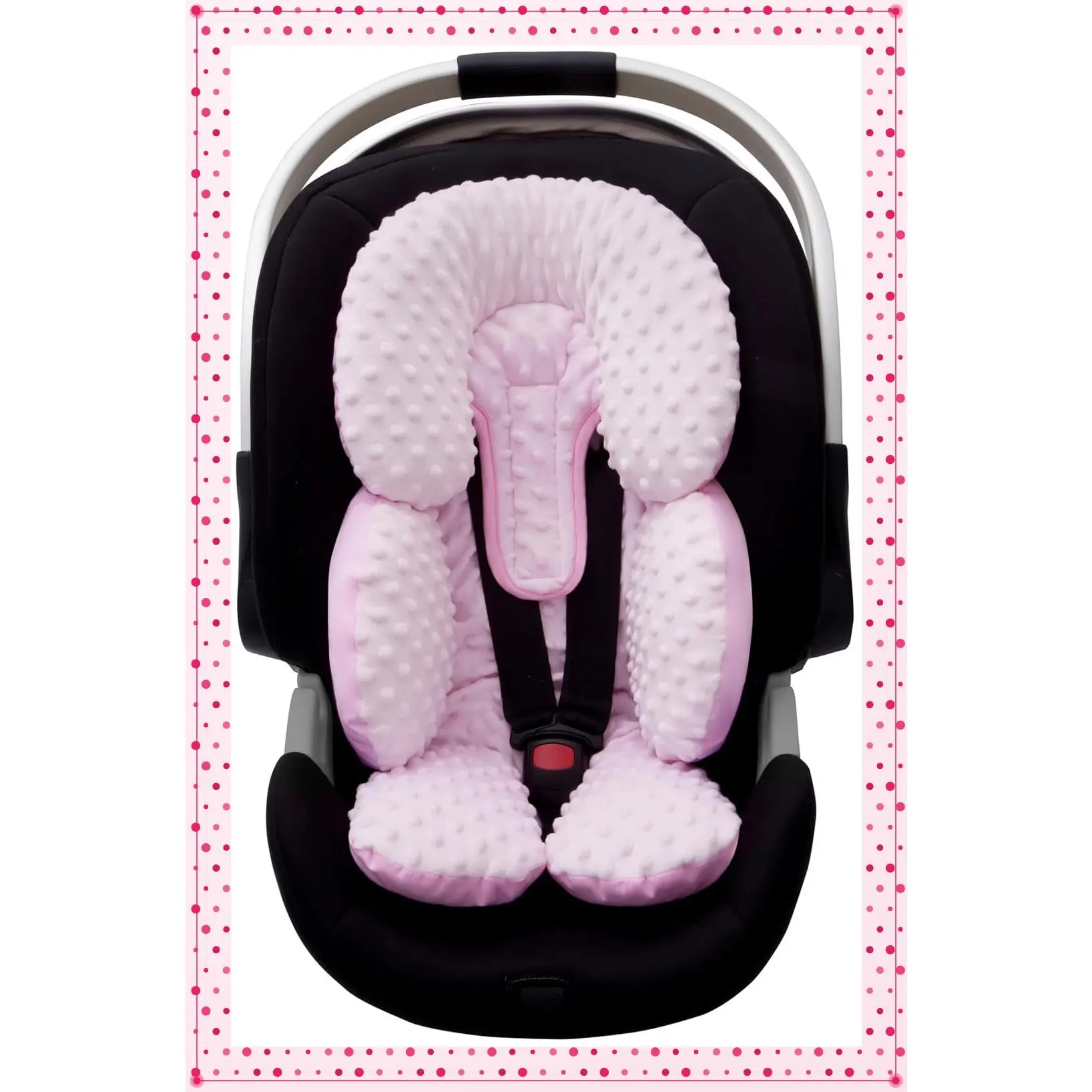 Infant Car Seat Insert with Head Neck Body Support, Ultra-Soft Minky and Microfiber, 2-in-1 Reversible, for Car Seat and Stroller, Baby Girls, PinkGift