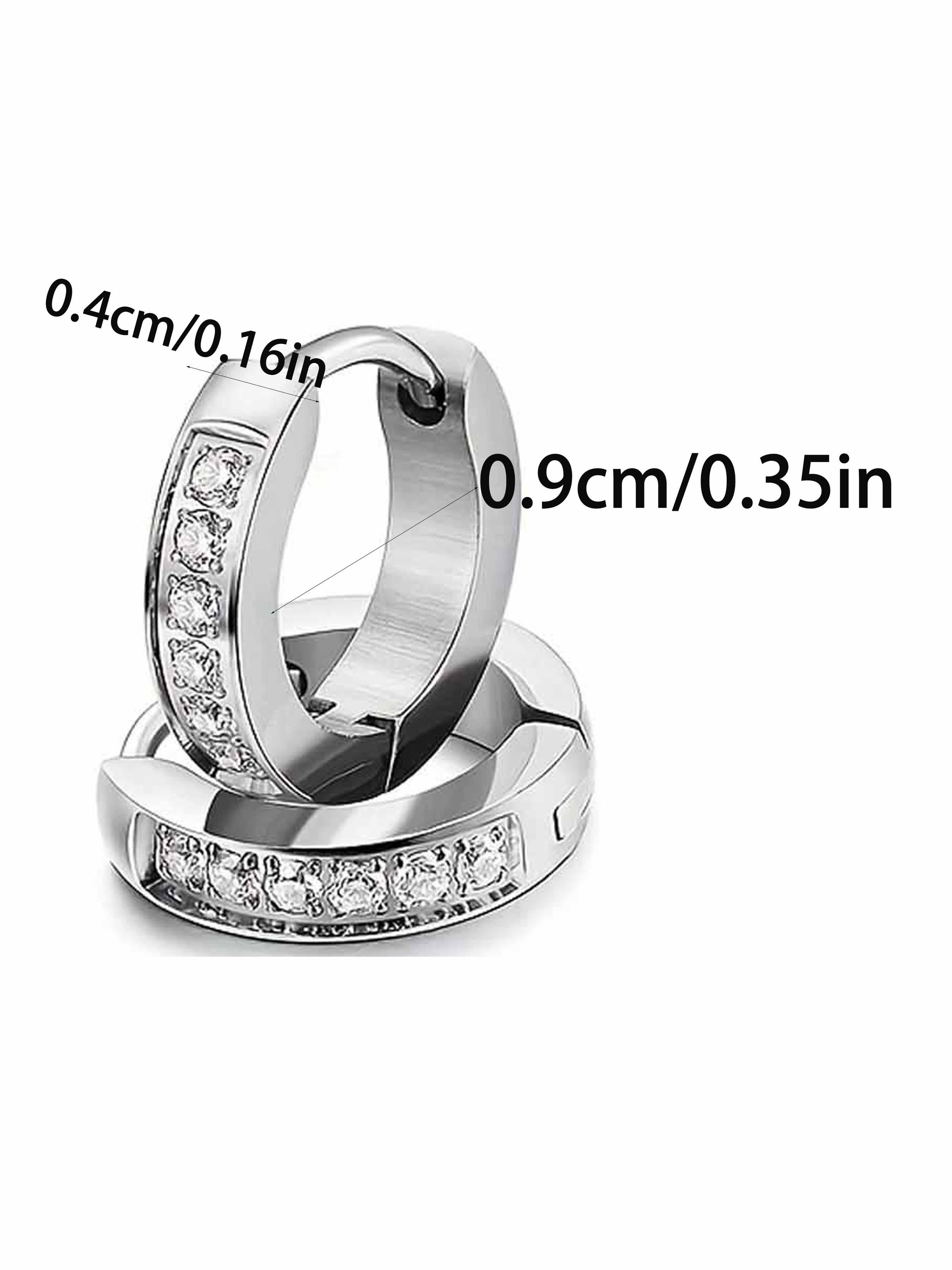 304 Stainless Steel Hoop Earrings, Cubic Zirconia Inlay, Unisex Fashion Jewelry, Casual Style, All Seasons, Random Print Design