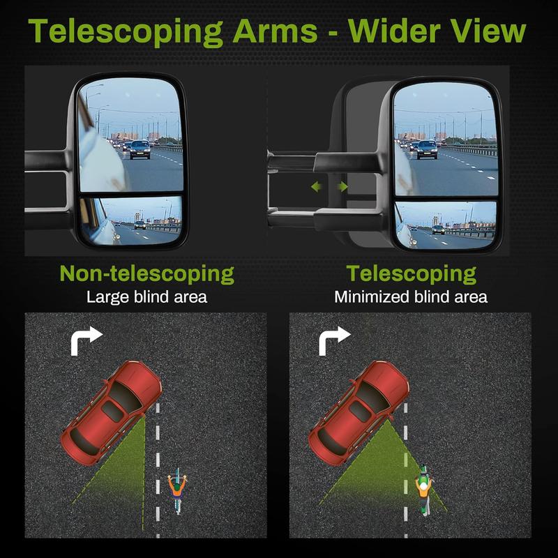 OEDRO Manual Telescoping Towing Mirrors Compatible with 1999-2006 Chevy Silverado 1500 2500HD 3500HD