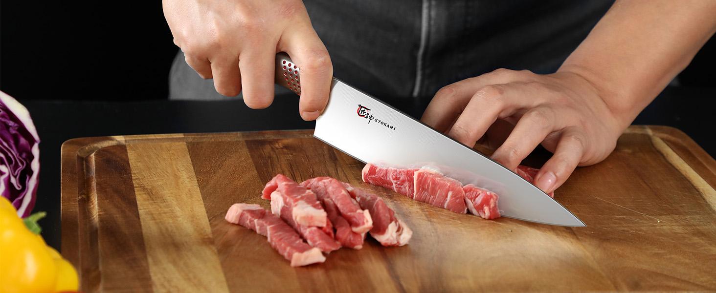 【TikTokShopSpringGlowUp】 SYOKAMI Kitchen Knife Set, 14 Pieces Japanese Style Knife Block Set with Magnetic Holder, High Carbon Stainless Steel Ultra Sharp Knives for kitchen with Ergonomic Handle and Sharpener, Black Dot, Mother's Day Gift