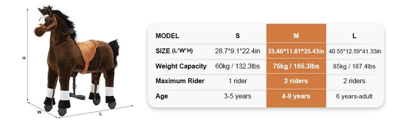 LInor Ride on Horse for Big Kids - 35.43'' Height, Riding Horse Mechanism, No Battery or Electricity, Plush Material, Max Load 165LBS Seat Play Cute