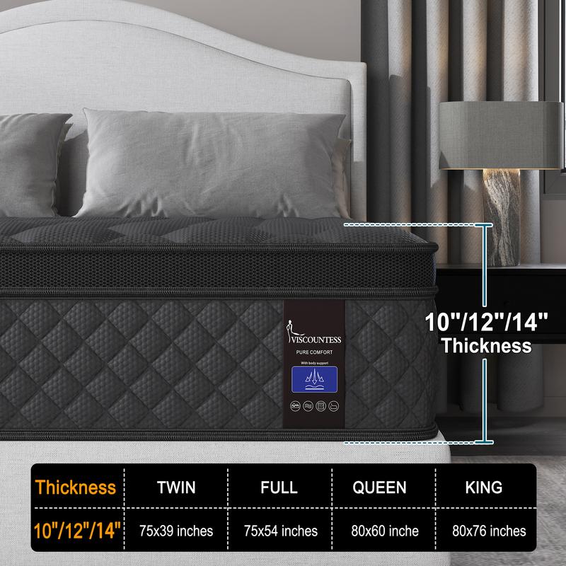 12/14 Inch Twin Full Queen King Size Mattress in a Box,Memory Foam Hybrid Mattress with Individual Pocket Spring for Motion Isolation & Silent Sleep&Lumbar Support & Pressure Relief,Medium Firm