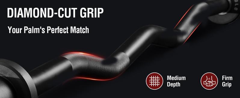 Olympic EZ Curl Bar 47” – 2 Inch Barbell for Biceps & Triceps, 700LB Capacity, Knurled Grip, Multi-Angle Wrist-Friendly Arm Training Bar for Home Gym Workout Equipment