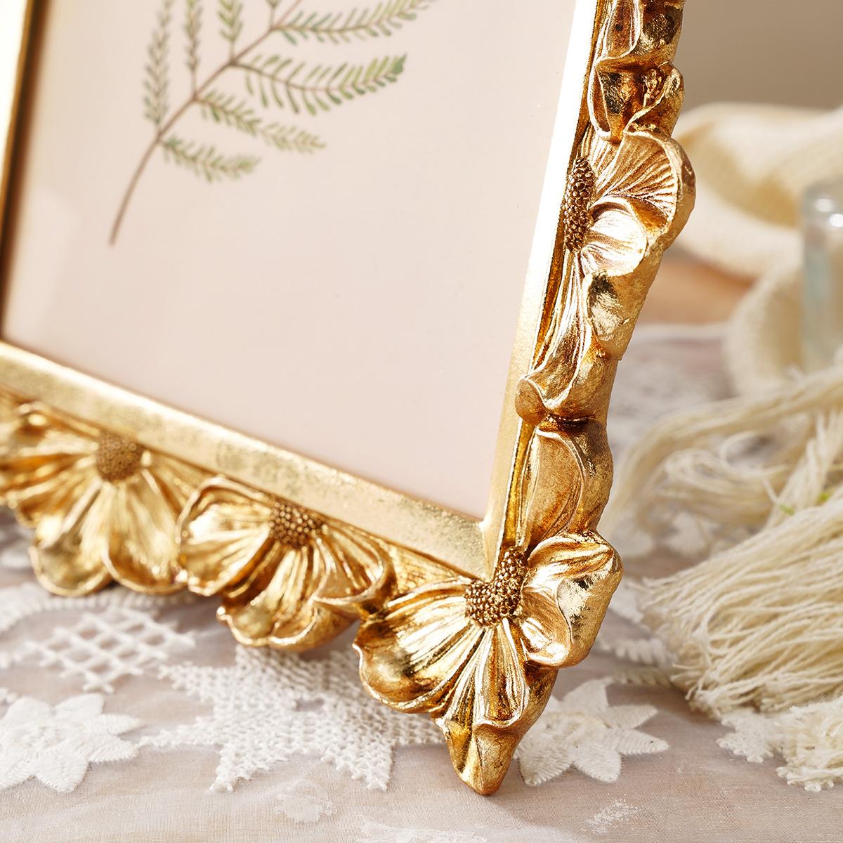 European Style Daisy Flower Pattern Frame, Resin Hand-Painted Photo Display, Indoor Desktop Decor, Wedding, Party Decoration