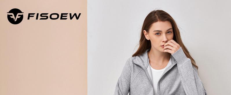 Fisoew Womens Zip Up Sweatshirts Fleece Lined Collar Crop Hoodie Casual Cotton Long Sleeve Tops with Thumb Hole poncho winter clothes women FallFreshness Fit Grey fur coats for women leather jacket women jacket for women puffer jacket puffer jacket women
