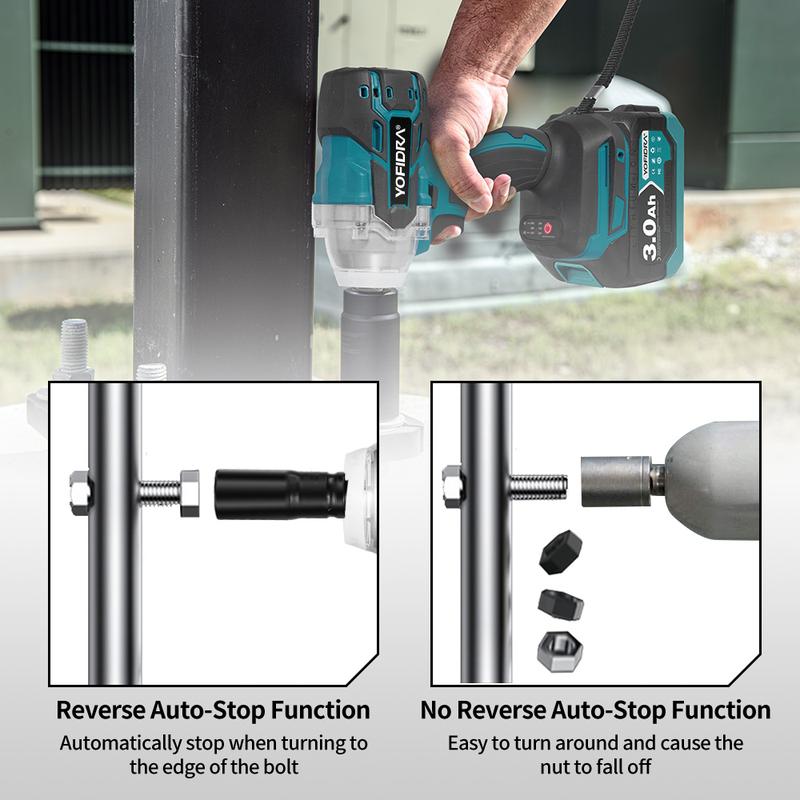 Yofidra Brushless 520N. M Cordless Electric Impact Screwdriver 1/2 Inch Electric Key Screwdriver Repair Tool for Battery 21V 18V Heavy Duty Handle Yofidra Brushless 520N. M Cordless Electric Impact Screwdriver 1/2 Inch Electric Key Screwdriver Repair Tool for Battery 21V 18V Heavy Duty Handle