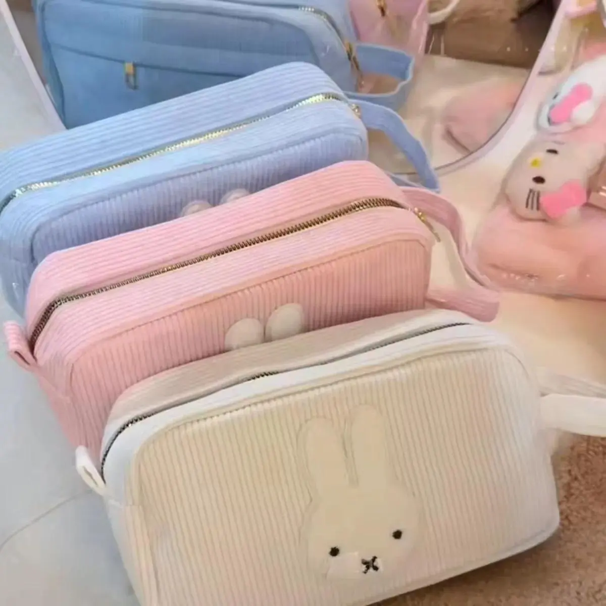Kawaii Anime Miffy Makeup Bag Cute Cartoon Large-capacity Storage Bag Lipstick Key Storage Bag Coin Purse Pen Case Portable Gift