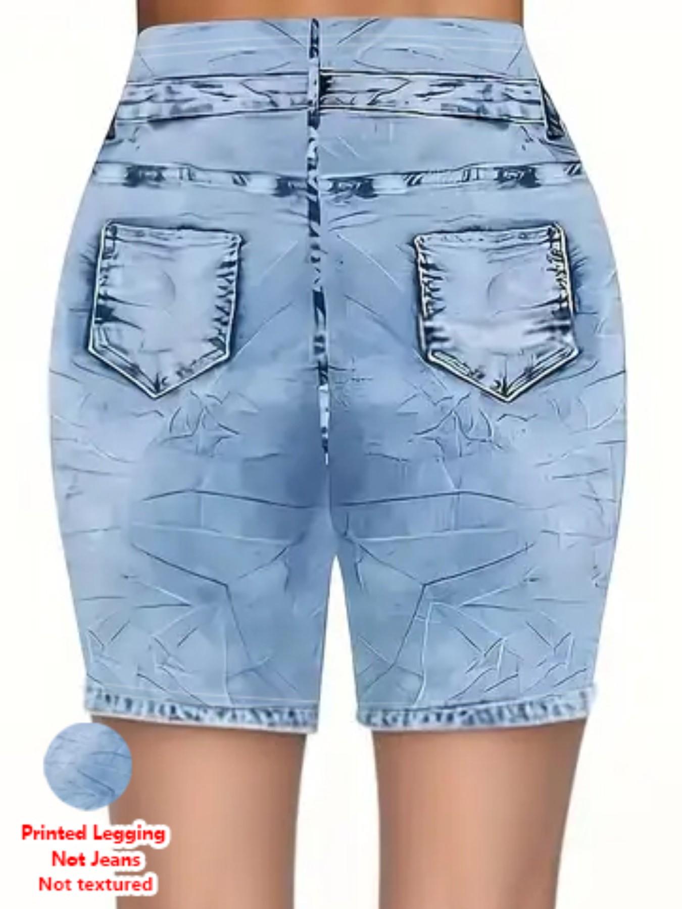 Women's Printed Skinny Pants Non-Denim Fabric, Faux Denim Bottoms, All Seasons Wear, Ladies' Four-Piece Set, Comfortable and Stylish