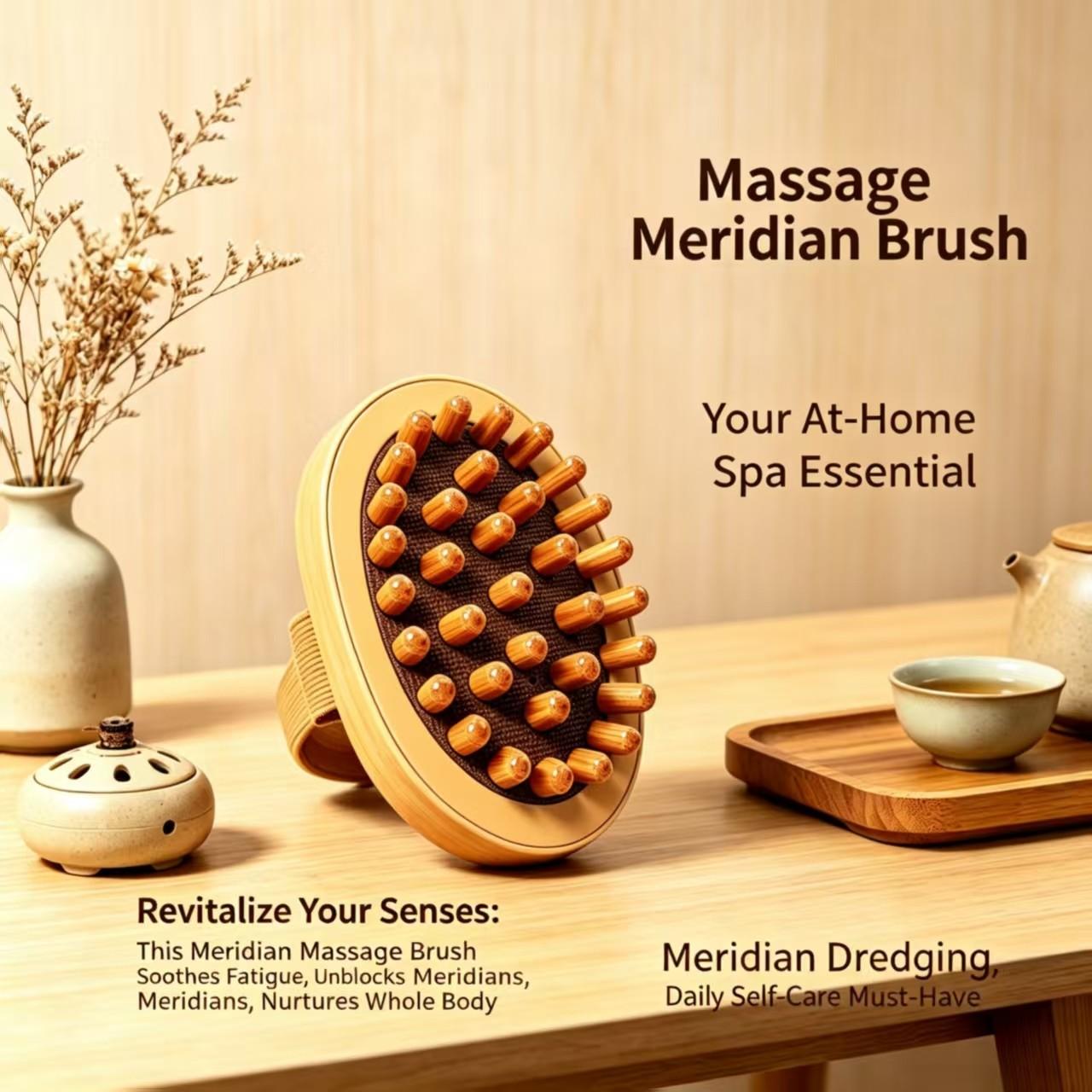 Ergonomic Wooden Body Massage Brush with Air Pad, Manual Lymphatic Drainage Tool for Abdomen, Legs, Back, Home Spa Muscle Relaxer