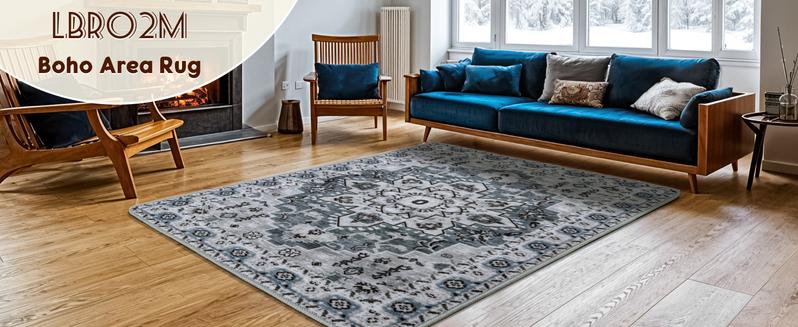 Sonoro Kate Non-Slip & Washable Boho Rug, Soft Foldable Carpet for Bedroom & Living Room, Pet Friendly, Easy to Clean, Stain Resistant Indoor Rug