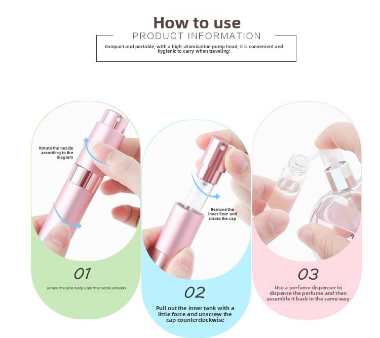 3pcs 8ml Aluminium Refillable Perfume Atomizer Bottle Set - Lightweight Leak-Proof Empty Cosmetic Cologne Containers with Funnel, Home Decor Organizer for Travel, Essential Oils, Glass Hats, Shoes, Makeup Tool Kit Storage Bag Matte Black Cabinet tiktoksho