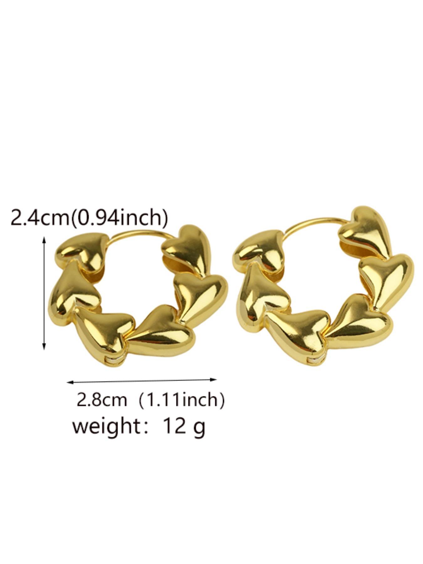 18k Gold Plated Heart Earrings for Women, Fashion Statement Jewelry, Summer Vacation Accessory, Perfect Gift for Valentine's Day and Birthday