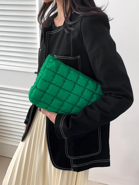 Autumn Winter New Solid Color Quilted Handbag, Large Capacity Travel Storage Bag, Zipper Design, Women's Portable Travel Organizer, Holiday Gift, Durable Pouch