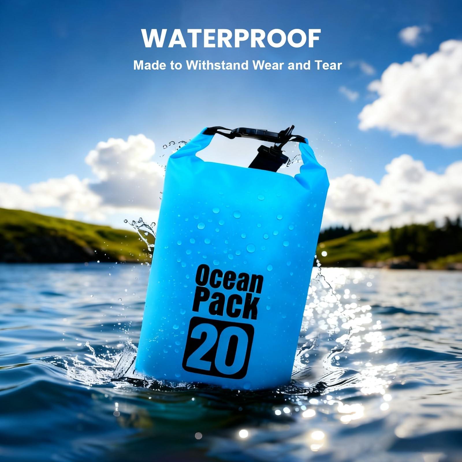 Waterproof Dry Bag 20L, Roll Top Dry Storage Backpack for Kayaking & Boating, Boating Accessory, Lightweight Submersible Sack for Swimming Beach Camping