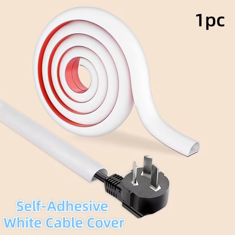 1pc of Self-Adhesive White Cable Cover- Available in Lengths of 1meters, 2meters. This Half-Round Wire Protector Is Designed for Mini Flexible Cables, Made from PVC Material, Conceals Cords And Helps Prevent Tripping Hazards