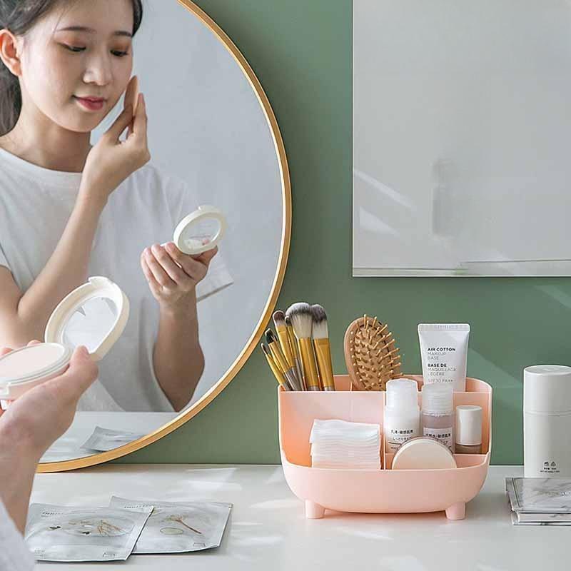 Multifunctional Large Capacity Desktop Organizer, Makeup & Stationery Storage Box with Multiple Compartments, Dustproof Portable Case for Dorm, Office, School Supplies