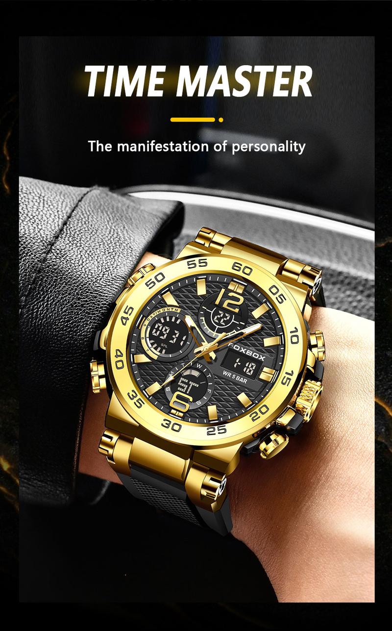 FOXBOX Men's Fashion Sport Watch with Waterproof Calendar Outdoor Fun Perfect Fathers Day Gift